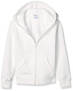 Girls' Fleece Zip-Up Hoodie in White