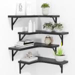 Rustic Black Corner Floating Shelves Set of 4
