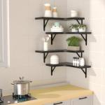 Rustic Black Corner Floating Shelves Set of 4