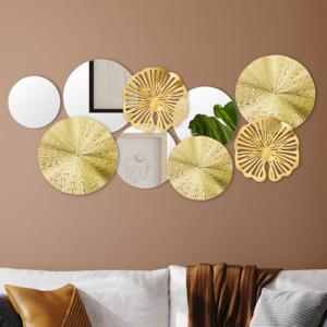 Hicarer 9 Piece Gold Round Wall Mirrors Set