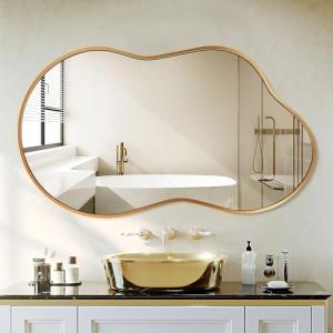 Gold Asymmetrical Wall Mirror - 20"x36" Decorative Style