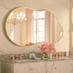 Gold Asymmetrical Wall Mirror - 20"x36" Decorative Style