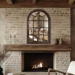 Rustic Arched Wall Mirror - 36"x24" Vintage Design