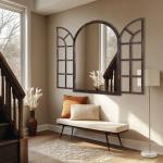 Rustic Arched Wall Mirror - 36"x24" Vintage Design