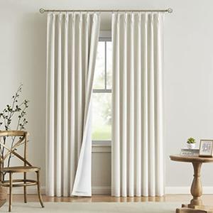 Natural Blackout Pinch Pleat Curtains, 95 Inch