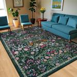Floral Washable Area Rug for Living Room