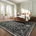 Washable 8x10 Floral Non-Slip Area Rug