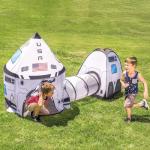 JOYIN White Rocket Ship Play Tent with Tunnel