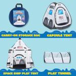 JOYIN White Rocket Ship Play Tent with Tunnel