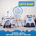 JOYIN White Rocket Ship Play Tent with Tunnel