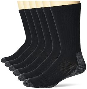 Hanes Men's 6-Pack Crew Work Socks, Black
