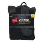 Hanes Men's 6-Pack Crew Work Socks, Black