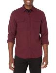 Men's Slim-Fit Flannel Shirt - Burgundy Plaid