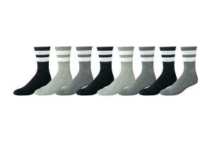 Men's Retro Stripe Crew Socks, 8 Pairs