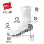 Hanes Men's 6-Pack Crew Work Socks, Black