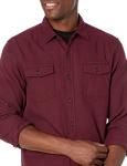 Men's Slim-Fit Flannel Shirt - Burgundy Plaid