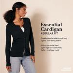 Women's Lightweight Crewneck Cardigan Sweater, Charcoal