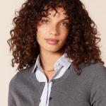 Women's Lightweight Crewneck Cardigan Sweater, Charcoal