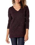 Lightweight Women's V-Neck Tunic Sweater, Black Animal Print