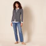 Women's Lightweight Crewneck Cardigan Sweater, Charcoal