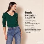 Lightweight Women's V-Neck Tunic Sweater, Black Animal Print