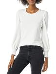 Women's Long-Sleeve Crewneck White T-Shirt, Small