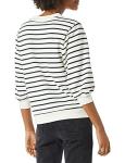 Women's French Terry Crewneck Sweatshirt, Black Stripe