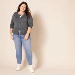 Women's Lightweight Crewneck Cardigan Sweater, Charcoal