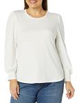 Women's Long-Sleeve Crewneck White T-Shirt, Small
