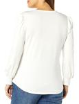 Women's Long-Sleeve Crewneck White T-Shirt, Small