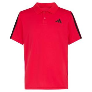 adidas Boys' 3-Stripe Polo Shirt, Pure Ruby