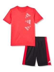 adidas Boys' Red Tee and Shorts Outfit Set