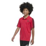 adidas Boys' 3-Stripe Polo Shirt, Pure Ruby