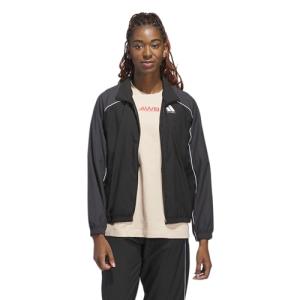 adidas Women's Black Woven Basketball Jacket, Large