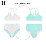 Hurley Girls' High Waisted Blue Ice Bikini Set