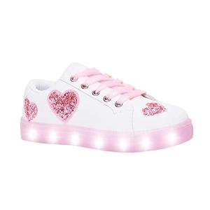 FabKids Girls Light-Up Glitter Heart Sneakers