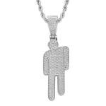 Hip-Hop Crooked Head Zircon Pendant Necklace