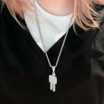 Hip-Hop Crooked Head Zircon Pendant Necklace