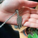 Hip-Hop Crooked Head Zircon Pendant Necklace