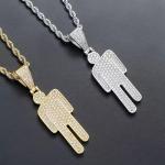 Hip-Hop Crooked Head Zircon Pendant Necklace