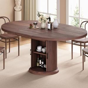 Extendable Round Dining Table for 4-6 People