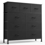 DUMOS 9 Drawer Fabric Storage Dresser - Matte Black