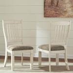 Set of 2 Antique White Upholstered Dining Chairs