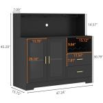 LED Bar Cabinet with Wine Rack and Drawers