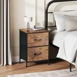 WLIVE Small Nightstand with 2 Drawer Bins