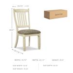 Set of 2 Antique White Upholstered Dining Chairs