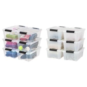 IRIS USA 13 Qt Clear Plastic Storage Bins, 12 Pack