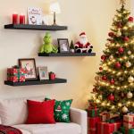 BAYKA Rustic Floating Wall Shelves - Set of 3