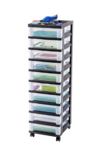 IRIS USA 10-Drawer Storage Cart with Organizer Top