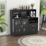 LED Bar Cabinet with Wine Rack and Drawers